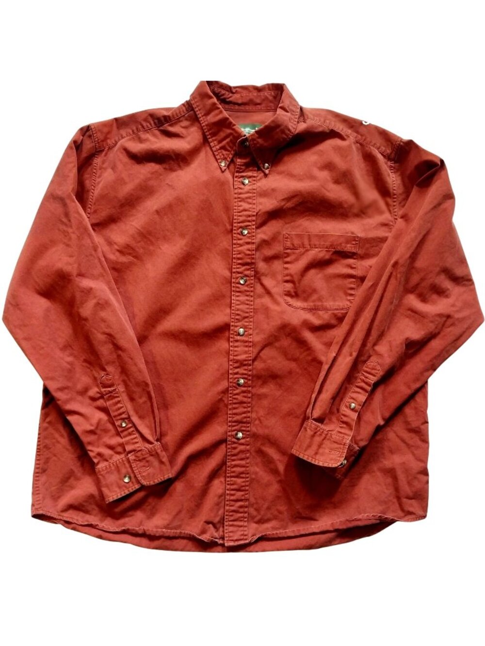 Eddie Bauer Mens XL Red Button-Up Long Sleeve Shirt 100% Cotton Made In Hong Kon